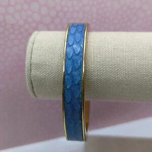 J Crew blue & gold cuff clip closure statement bracelet